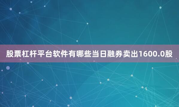 股票杠杆平台软件有哪些当日融券卖出1600.0股